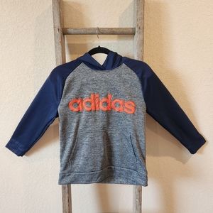 Adidas Boys Logo Grey/Orange/Blue Hoodie- Size Large